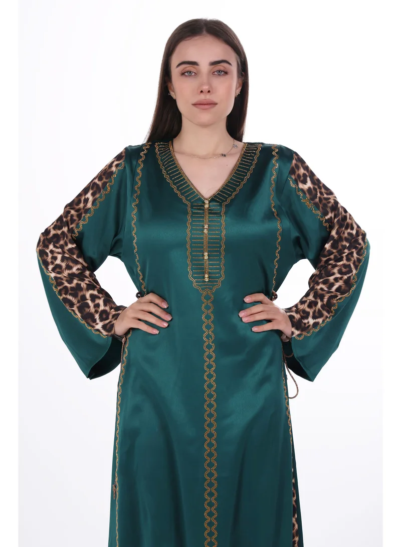 AL BENT AL SHARQIEH Dark Green women satin jalabiya dress for Women | Best Price UAE